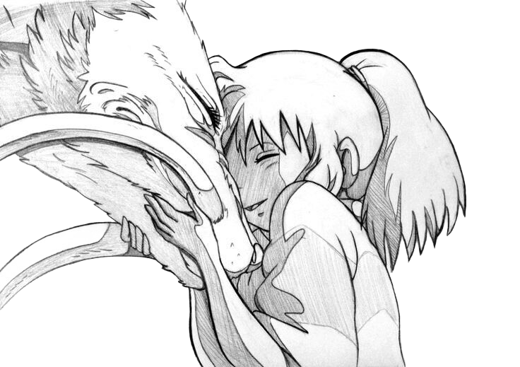 Chihiro abbraccia Haku